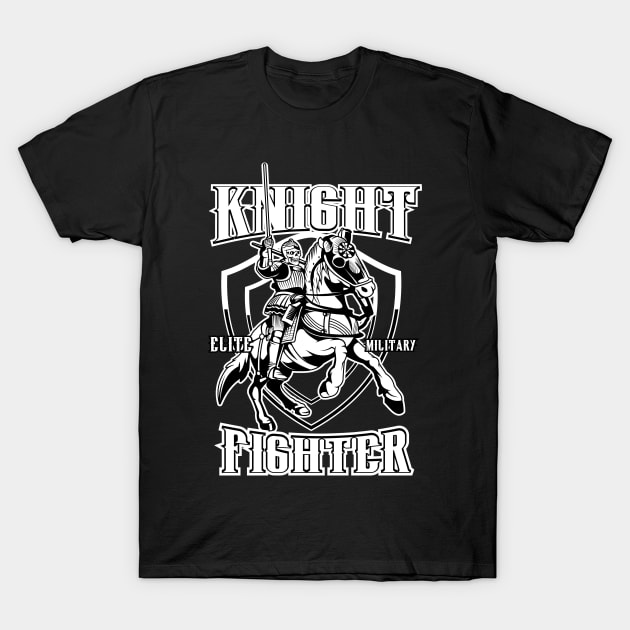 skull knight black and white T-Shirt by beanbeardy